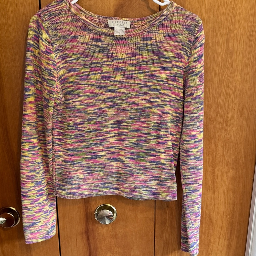 Express Multicolor Knit Long Sleeve Top